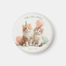 Cute Watercolor Kitten Pawty Cat Birthday