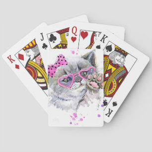 Cute Watercolor Kitten Playing Cards
