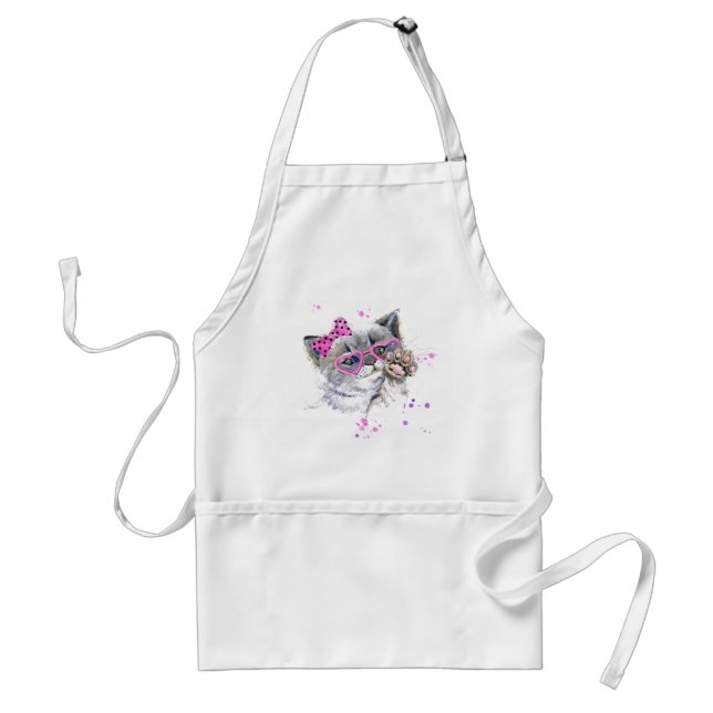 Cute Watercolor Kitten Standard Apron (Front)