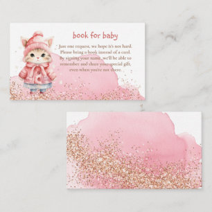 Cute Watercolor Kitty Cat Winter Coat Baby Shower Enclosure Card