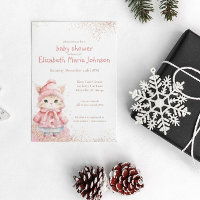 Cute Watercolor Kitty Cat Winter Coat Baby Shower