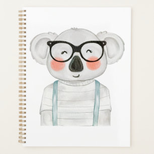 Cute Watercolor Koala with Glasses Planner