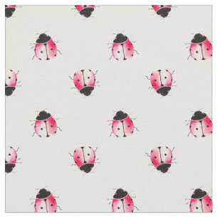 Cute Watercolor Ladybug Printed Fabric by the Yard