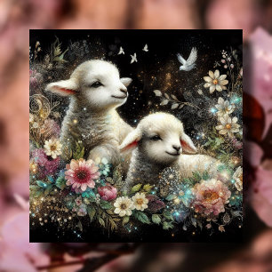 Cute Watercolor Lamb Christian Easter Holiday Card