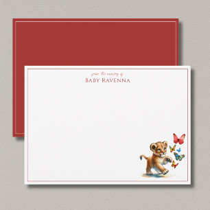 Cute Watercolor Lion Baby Nursery Thank You Card