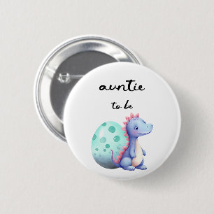 Cute Watercolor Little Dinosaur Auntie-to-be 6 Cm Round Badge