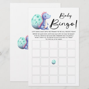 Cute Watercolor Little Dinosaur Baby Bingo Game