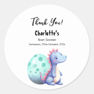 Cute Watercolor Little Dinosaur Baby Shower Classic Round Sticker