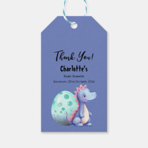 Cute Watercolor Little Dinosaur Baby Shower Gift Tags