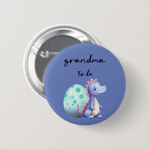 Cute Watercolor Little Dinosaur Grandma-to-be 6 Cm Round Badge