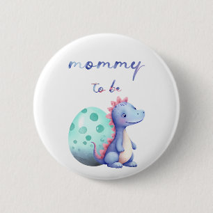 Cute Watercolor Little Dinosaur Mummy-to-be Button
