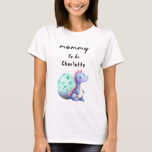 Cute Watercolor Little Dinosaur Mummy-to-be T-Shirt