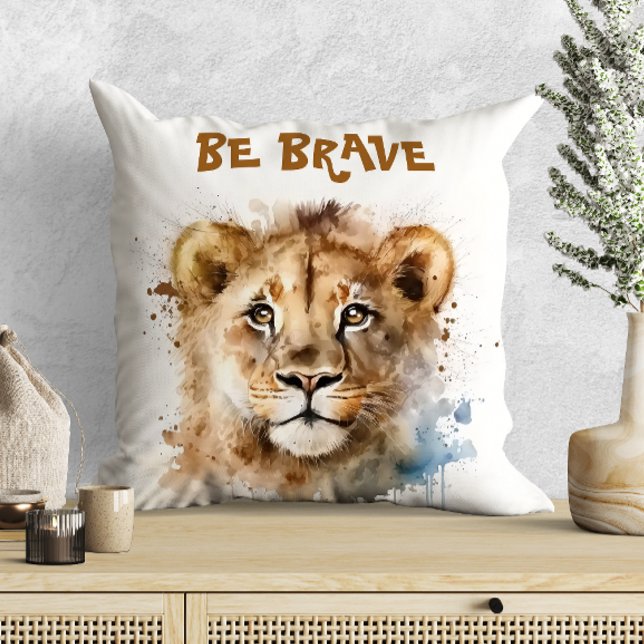 Cute Watercolor Little Lion Motivation Cushion (Creator Uploaded)