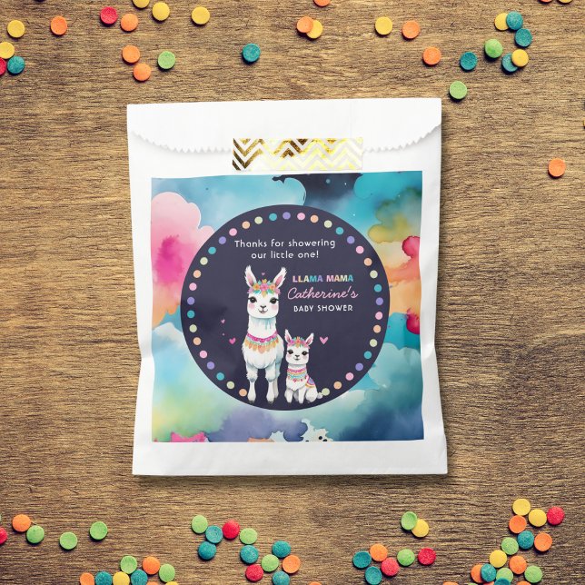 Cute Watercolor Llama Mama Mexican Baby Shower Favour Bags (Creator Uploaded)
