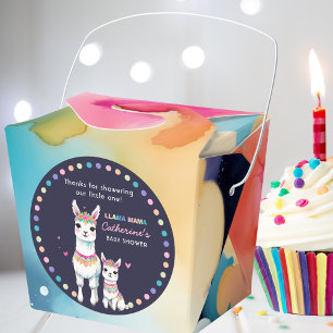 Cute Watercolor Llama Mama Mexican Baby Shower Favour Box