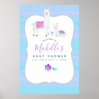 Cute Watercolor Llama themed Baby Shower Welcome