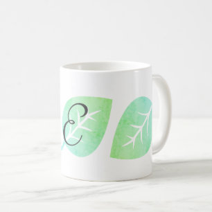 Cute Watercolor Look Leaf Abstract Monogrammed Mug