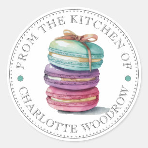 Cute Watercolor Macaron Cookies Dessert Classic Round Sticker