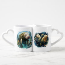 CUTE WATERCOLOR MANATEES