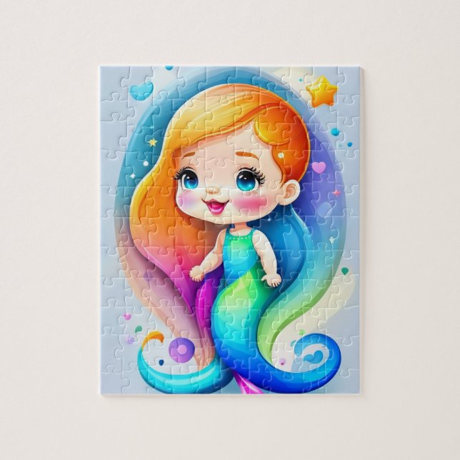 Cute Watercolor Mermaid Jigsaw Puzzle (Vertical)