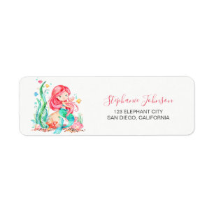 Cute Watercolor Mermaid Under the Sea Baby Shower