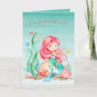 Cute Watercolor Mermaid Under the Sea Baby Shower
