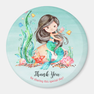 Cute Watercolor Mermaid Under the Sea Baby Shower  Magnet