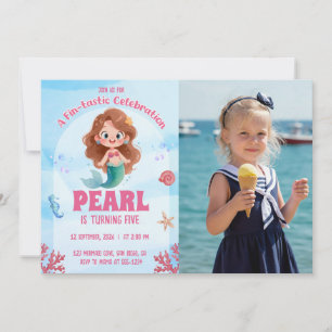 Cute Watercolor Mermaid Under the Sea Bday Photo