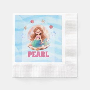 Cute Watercolor Mermaid Under the Sea Paper Napkin