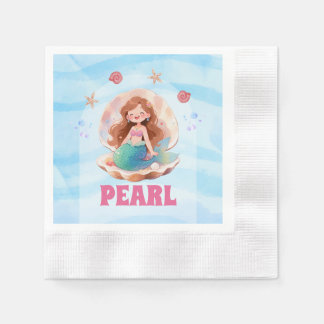Cute Watercolor Mermaid Under the Sea Paper Napkin