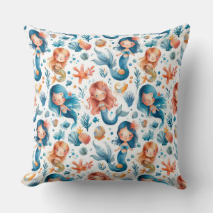 Cute watercolor mermaids for kids  Cushion
