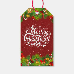 Cute Watercolor Merry Christmas candy Gift Tags
