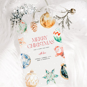 Cute Watercolor Merry Christmas Gift Tags