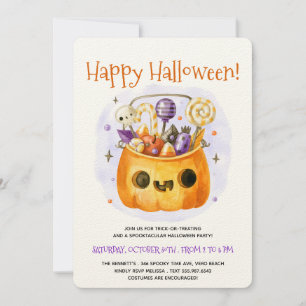 Cute Watercolor Minimal Adult Halloween Party Invitation