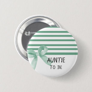 Cute Watercolor Mint Bow Baby Shower Auntie-to-be 6 Cm Round Badge