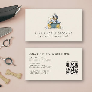 Cute Watercolor Modern Pet Business Dog Groomer Card