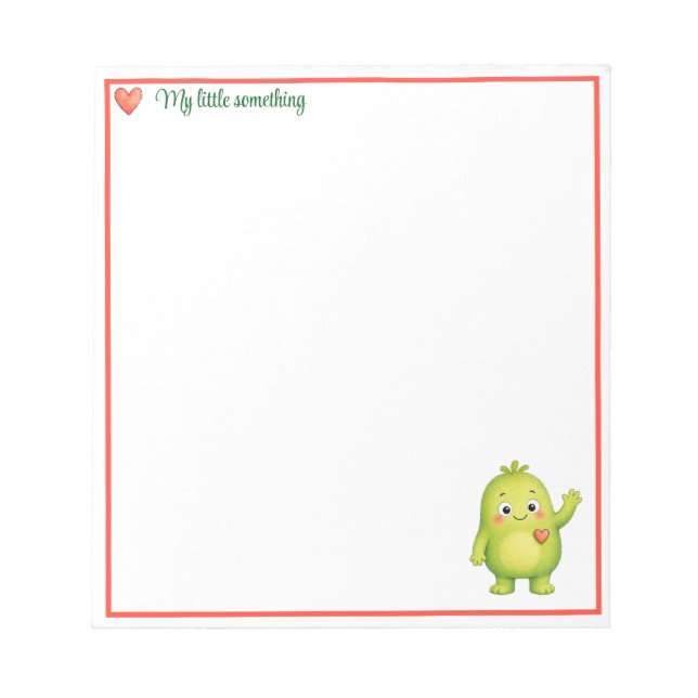 Cute Watercolor Monster Notepad with Heart (Front)