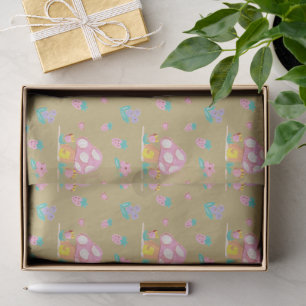 cute watercolor Mushroom flowers golden brown Tissue Paper