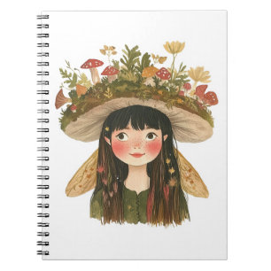 Cute Watercolor Mushroom Girl Fairy Notebook