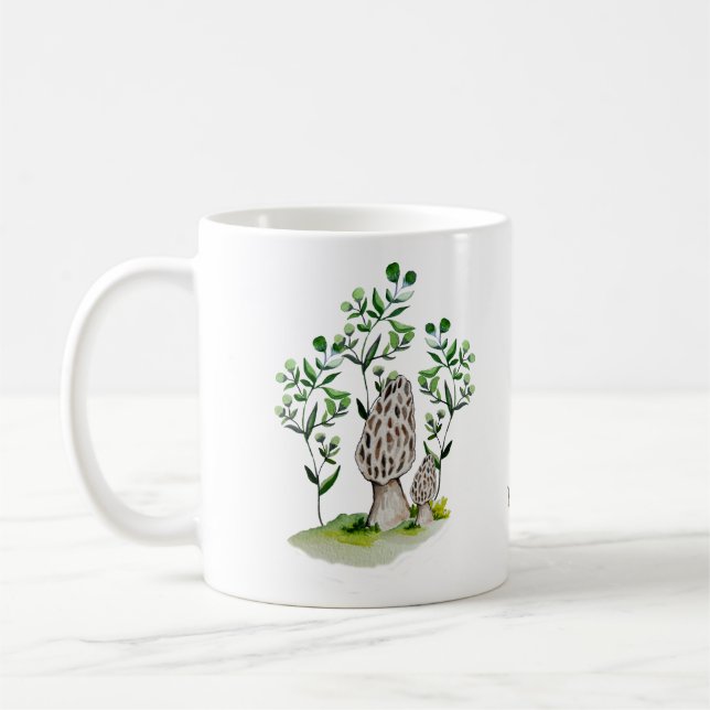 Cute watercolor mushroom pattern  coffee mug card  (Left)
