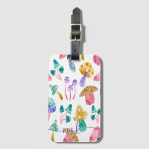 Cute Watercolor Mushrooms Luggage Tag