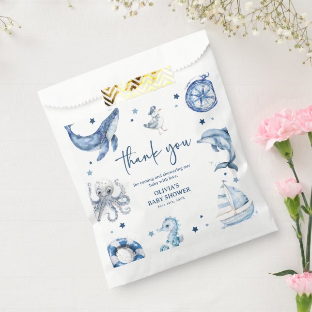 Cute Watercolor Nautical Boy Baby Shower Favour Bags (Sealed)