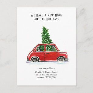 Cute Watercolor New Home for the Holidays moving Postcard
