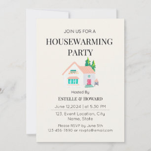 Cute Watercolor New Home Housewarming Party Invitation