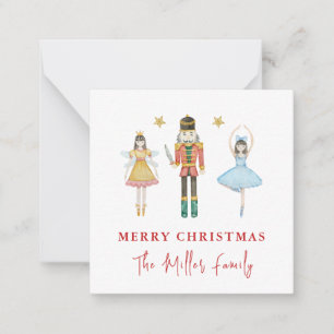 Cute Watercolor Nutcracker Ballerinas Christmas Card