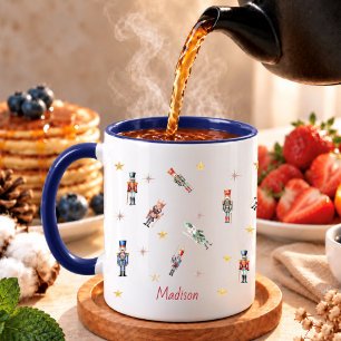 Cute watercolor nutcracker soldiers stars pattern mug