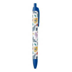 Cute Watercolor Ocean Animals Pattern Black Ink Pen