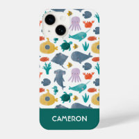 Cute Watercolor Ocean Animals Pattern