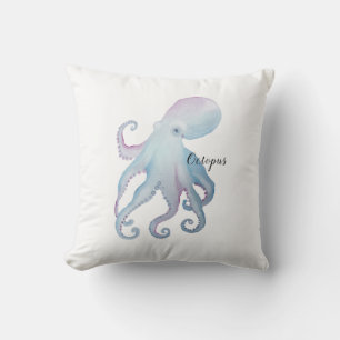 Cute watercolor octopus cushion