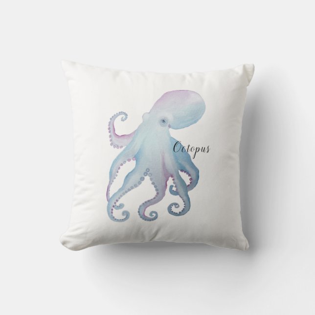 Cute watercolor octopus cushion (Front)